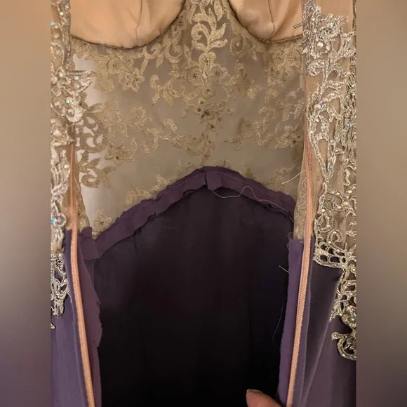 Custom made Formal/ Prom Dress, with train and built in support. Rhinestones. - Picture 8 of 8